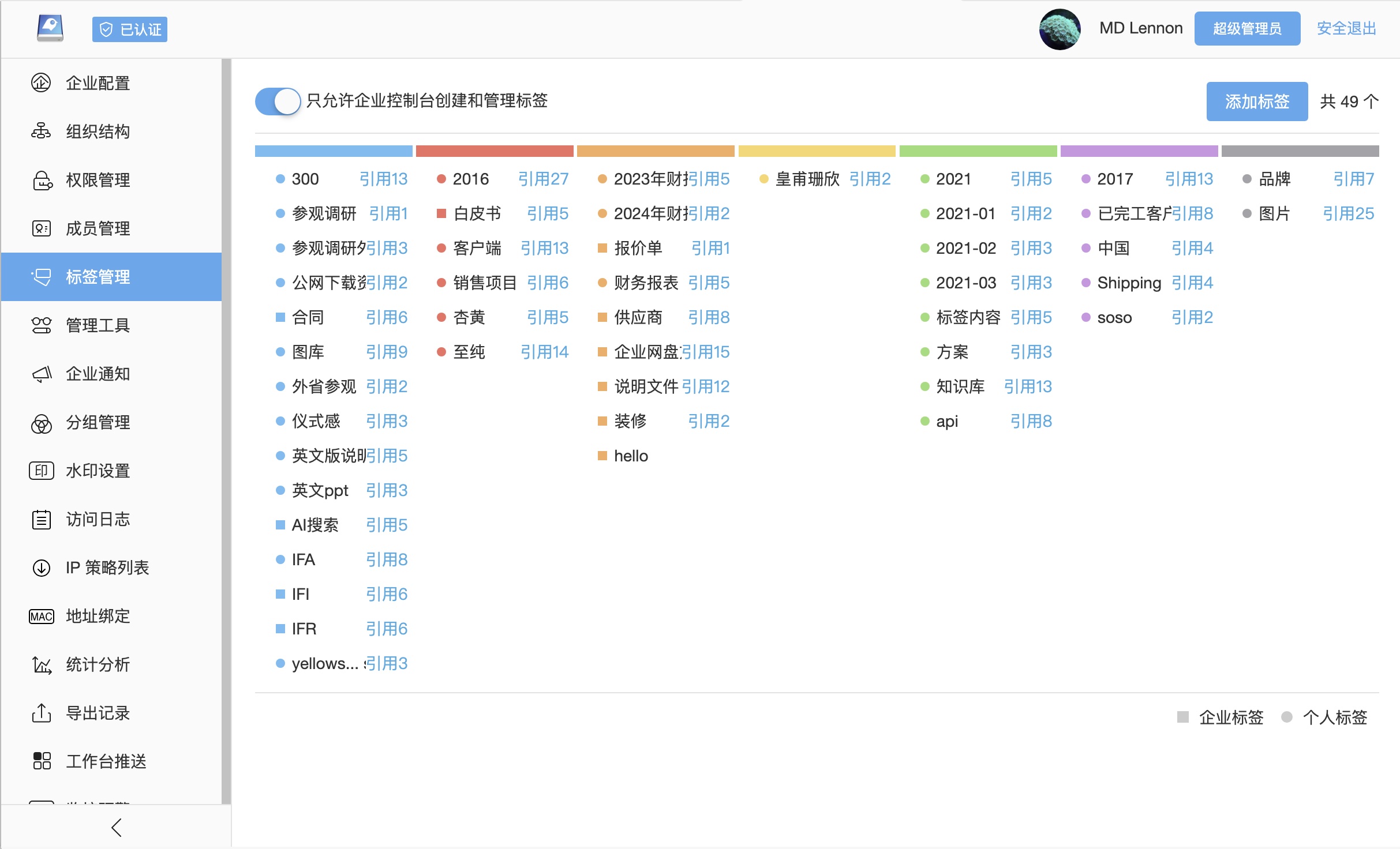 企业标签管理